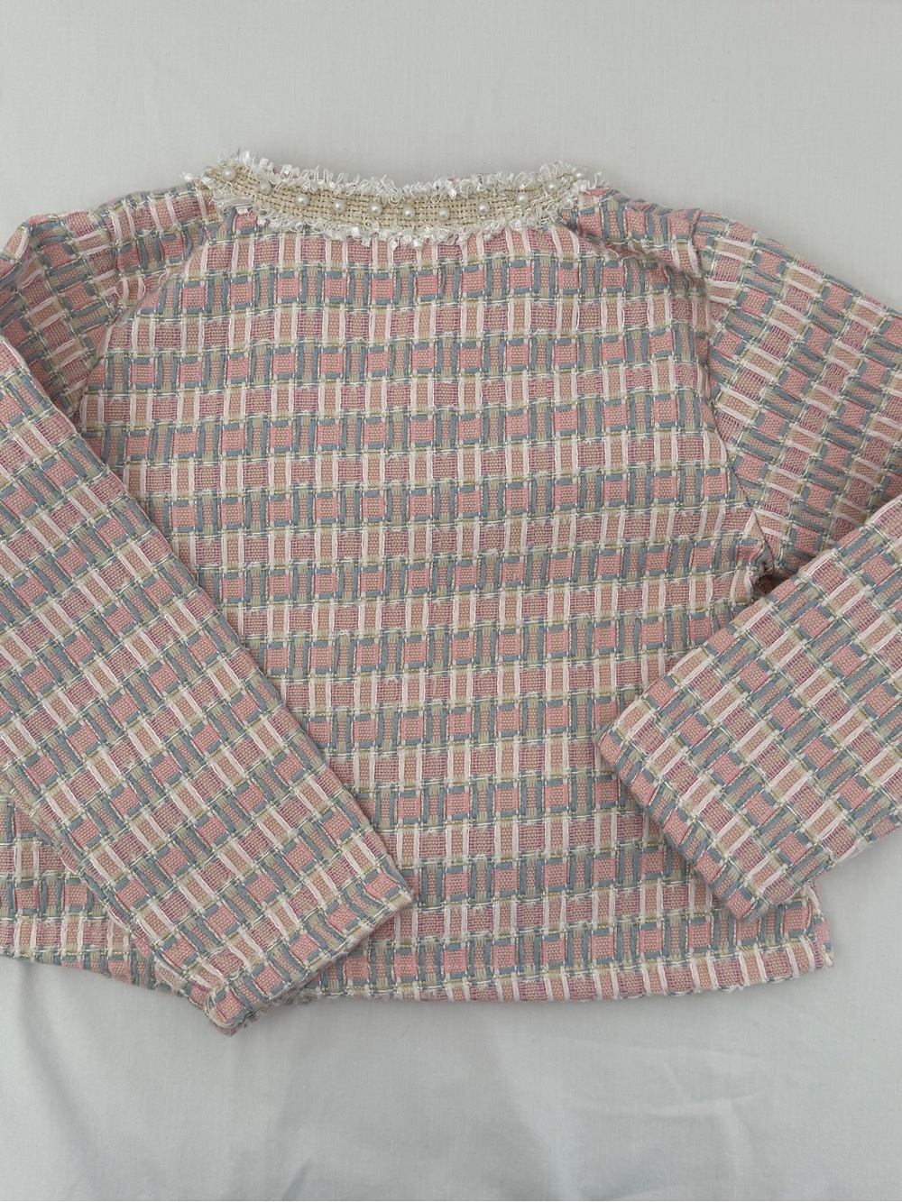 Girls' Pink Tweed Bow-Trim Jacket by BMG - Picture 4 of 10
